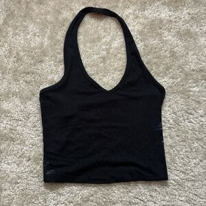 Bozzolo Black Ribbed Halter Tank Top